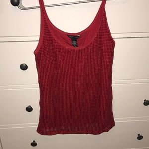 Red sequined tank top